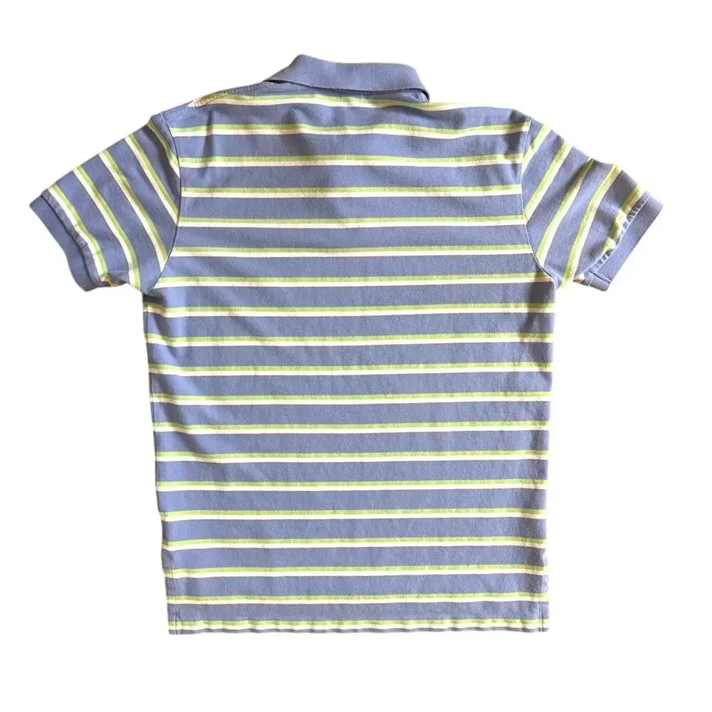 Polo by Ralph Lauren Men's Blue Stripe Cotton Pique Polo Size Large